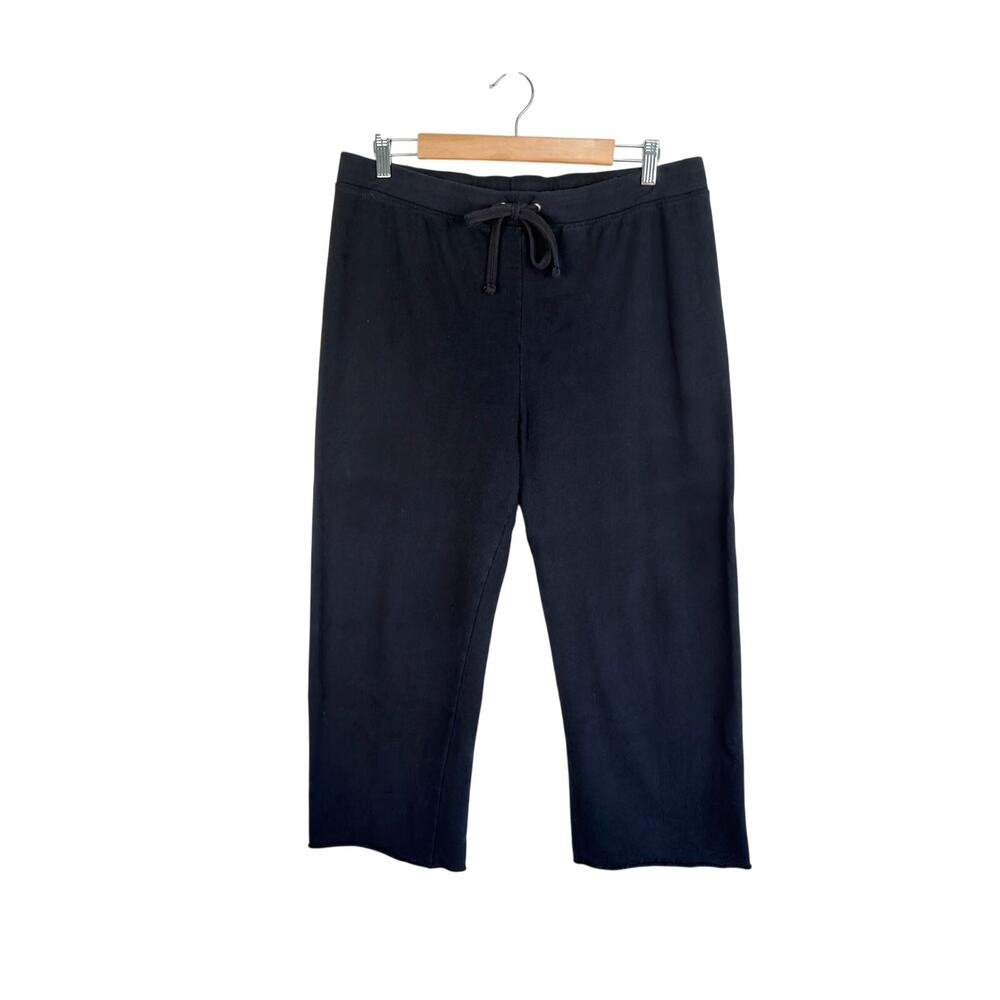 James Perse Womens' Black Wide Leg Cotton Cropped Loungewear Pants Size 3 Large